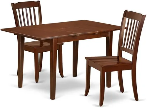 Miniatura 20 de East West Furniture NODA3-BLK-C - Juego de muebles de comedor de 3 piezas contiene una mesa rectangular de madera con hoja de mariposa y 2 sillas