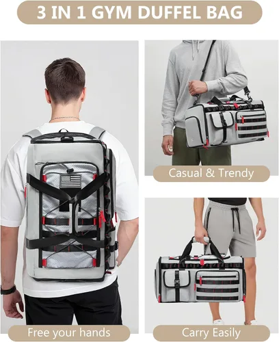 Miniatura 7 de MCBD Bolsas de gimnasio para hombres y mujeres, mochila deportiva de viaje de 45 litros con zapatos y compartimento para laptop, bolsa de transporte