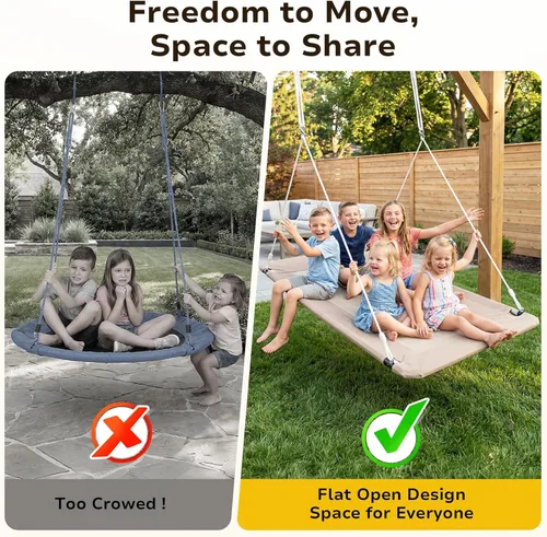 Miniatura 5 de Trekassy Columpio rectangular extragrande de 60 pulgadas, capacidad de 700 libras, plataforma impermeable para niños y adultos con kit