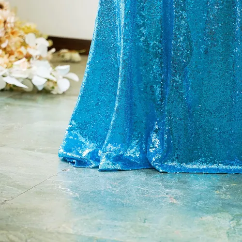 Miniatura 4 de Mantel de lentejuelas de 60 x 102 pulgadas, azul bebé, para boda, fiesta, despedida de soltera, rectangular