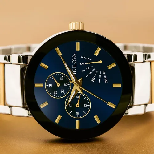 Miniatura 4 de Bulova Reloj de cuarzo para hombre con correa de acero inoxidable 98C123, Azul, Pulsera