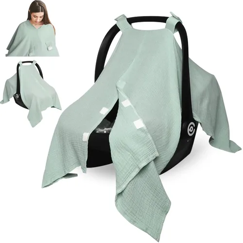 Miniatura 15 de Peekaboo - Funda de asiento de automóvil para bebé, cubierta de asiento de automóvil de muselina para bebé, unisex, grande, ajuste universal, Trigo