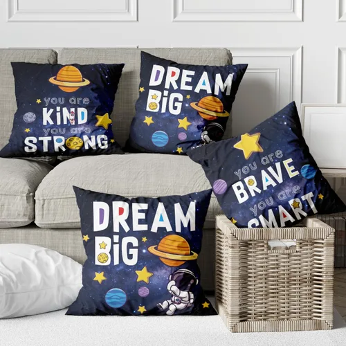 Miniatura 3 de Yuzi-n Fundas de almohada del espacio exterior con diseño de astronauta y planeta para decoración de habitación de niños, habitación de niños, sala