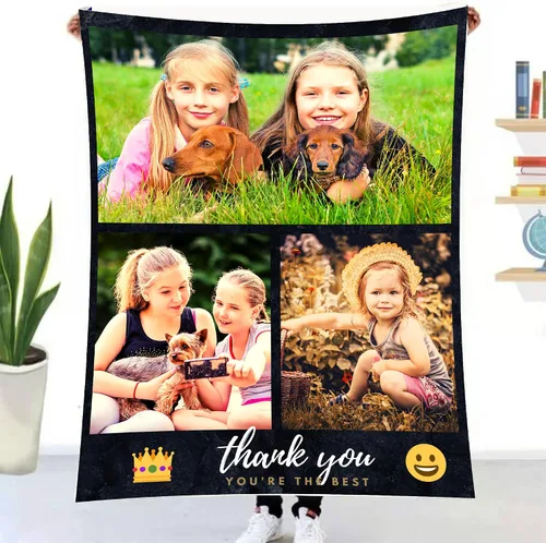 Miniatura 13 de Manta personalizada con foto y texto personalizado, manta para papá con imágenes de regalo para bebés, amigos, amantes y mascotas, manta 1-2 Foto