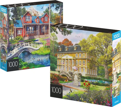 Paquete de 2 rompecabezas de 1000 piezas, Pine Cabin y Summer Estate | Puzzles para adultos y niños a partir de 8 años, exclusivo de Amazon Cabaña