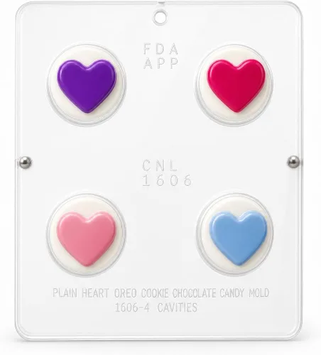 Plain Heart Oreo Cookie Chocolate Candy Mold 1606-4 cavidades