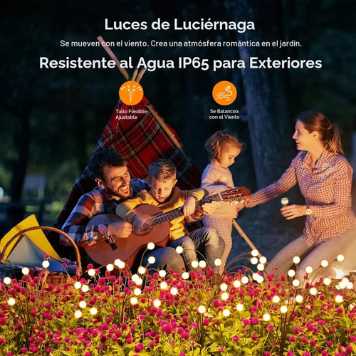 Miniatura 6 de Luces solares para exteriores (2 paquetes - 16 LED), luces solares para jardín ASMAD, decoraciones al aire libre, luz de luciérnaga para decoración