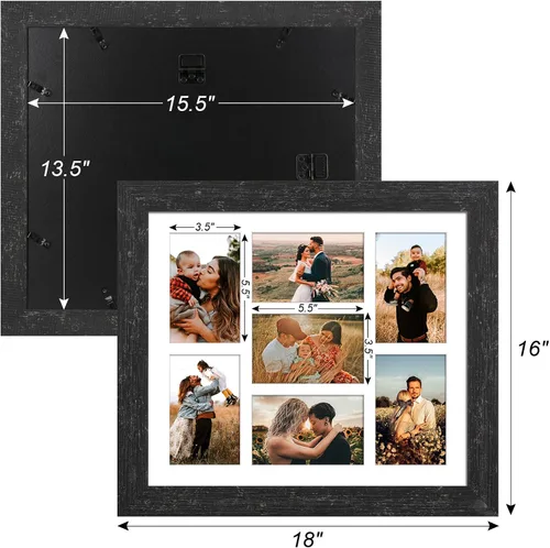 Miniatura 4 de Marcos de Fotos Collage de 13.5X15.5 con 7 Aberturas para Fotos de 4X6, Marco de Fotos Múltiples con Paspartú para Decoración de Pared, Grano