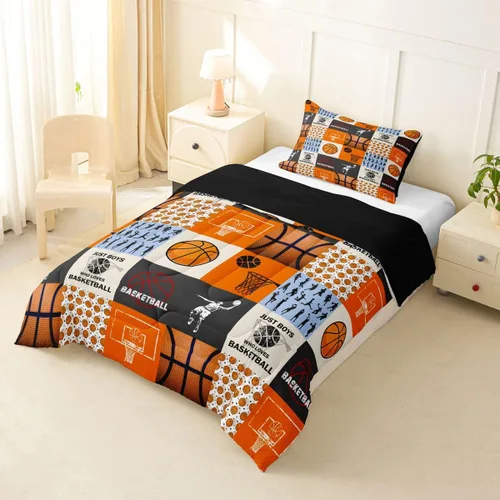 Miniatura 4 de Boy Basketball Comforter Set Twin Size,Ball Sport Games Bedding Sets 2Pcs for Girls Boys Teens Room Decor,Basketball Player Silhouette Duvet Insert