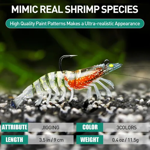 Miniatura 5 de TRUSCEND Duramax TPE Soft Fishing Lures with BKK Hooks, Shrimp & Crayfish Pro Fishing Baits, Curly & Paddle Tail Lure for Trembly Sinking &