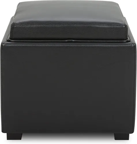 Miniatura 5 de CHITA Cubo otomano de almacenamiento con tapa de bandeja, reposapiés pequeño con almacenamiento, mesa auxiliar cuadrada para sala de estar y Negro