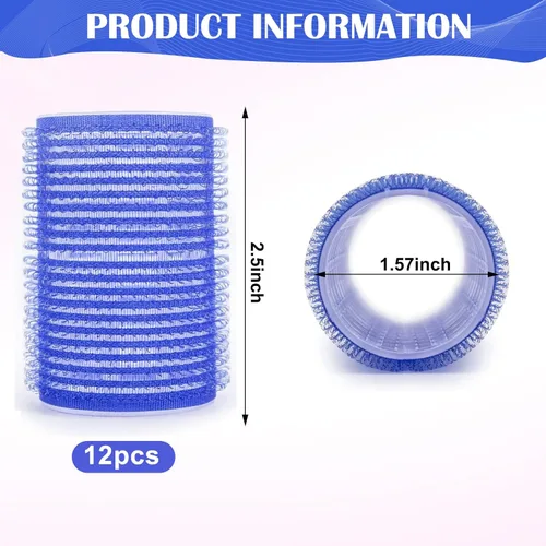 Miniatura 2 de Rodillos para el cabello, paquete de 12 rulos de pelo autoagarre para cabello largo, peinado rizado de bricolaje, los colores pueden variar, grande