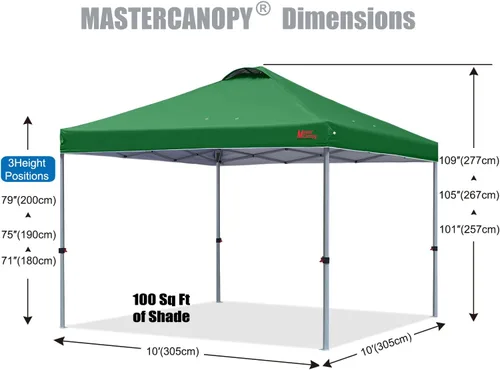 Miniatura 2 de MASTERCANOPY Tienda de campaña desplegable duradera con bolsa enrollable (10 x 10 pies, verde bosque)