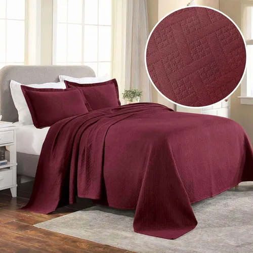 Miniatura 5 de Superior Colcha de Tejido de Cesta 100% Algodón con Fundas, Ropa de Cama Jacquard Matelassé de Algodón Premium para Todas las Estaciones, Cesta