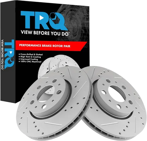 Miniatura 376 de TRQ Juego de rotores de freno de rendimiento trasero con revestimiento G premium compatible con Mazda 6 2014-2021