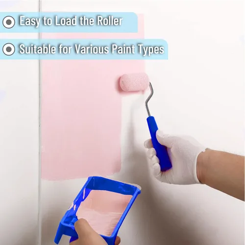 Miniatura 5 de Bates - Kit de rodillos de pintura de espuma de 2 pulgadas, 10 piezas, kit de rodillos de pintura pequeños, 1 bandeja de pintura de plástico, 2 Azul