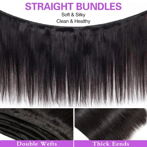 Miniatura 3 de Extensiones de cabello humano lacio 100% sin procesar de 22, 24, 26, 28 pulgadas, extensiones de cabello humano virgen brasileño, color natural