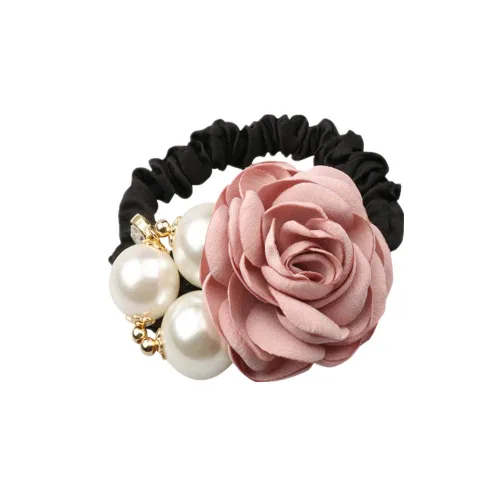 Miniatura 2 de LOVEF 4pcs Coreano Moda Perla Cuerda De Pelo Rosa Flor Rhinestone Lazos/Joyería Banda De Caucho