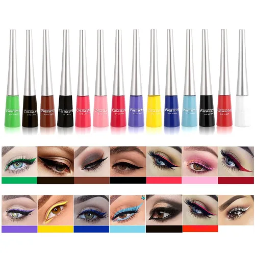 Juego de delineadores líquidos mate, 14 colores de colores blanco neón, rojo, azul, amarillo, verde, delineador de ojos, impermeable, de alta