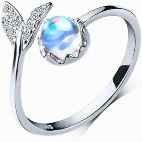 Anillo de cola de sirena de plata delicado Joyas de pescado oceánico Regalo para ella Regalos para mamá Regalo de mejor amiga Regalo de