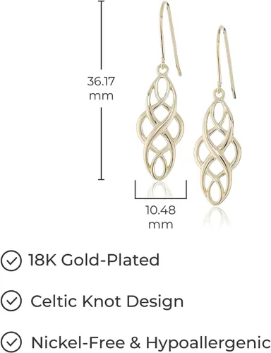 Miniatura 5 de Amazon Essentials Aretes colgantes de plata de ley con nudo celta oxidado (anteriormente colección Amazon)