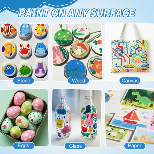 Miniatura 6 de Guangna 168 rotuladores de pintura acrílica, bolígrafos de pintura acrílica con punta de pincel, tinta impermeable de secado rápido, para pintar