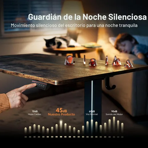 Miniatura 8 de Claiks - Escritorio eléctrico de pie, escritorio de altura ajustable para trabajar sentado o de pie, escritorio de oficina en casa con tablero