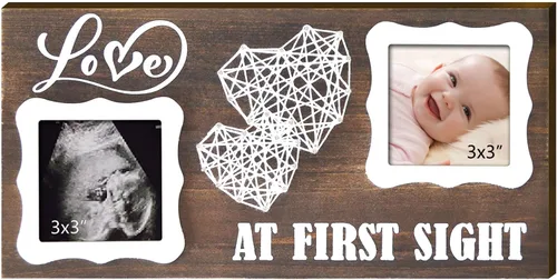 Miniatura 9 de Yudarte Ultrasound Picture Frame 4x3 Inch with Baby Countdown Weeks Sonogram - Pregnancy Announcement Golden Giraffe Nails and String Decor - Ideal