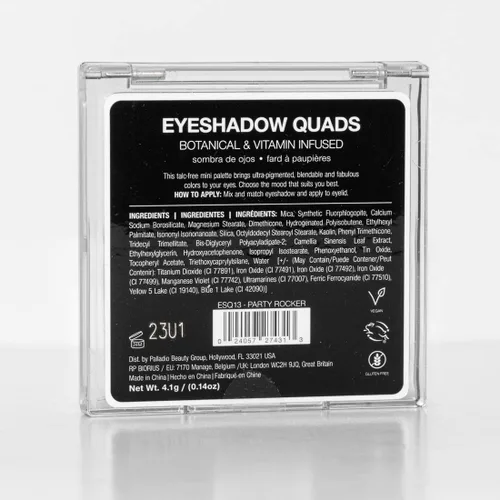 Miniatura 10 de Palladio Quads de sombras de ojos, mate mezclable pigmentado aterciopelado, acabados metálicos y brillantes, fórmula cremosa, paleta de sombras