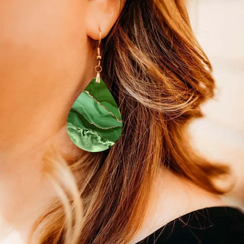 Miniatura 20 de Dangle Earrings for Women Colorful Dangling Drop Statement Jewelry Printed MDF Wood Teardrop Double Side Print Handmade by The Painted Pug