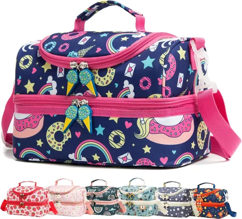 Miniatura 17 de Bolsas de Almuerzo Tote de Doble Compartimento para Niños, para Niños y Niñas, Loncheras para Niños Pequeños, Preescolar, Niños Pequeños, Jardín