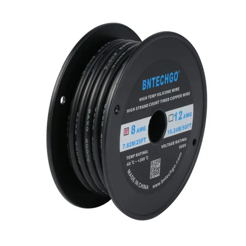 Bntechgo 8 alambres de silicona suave y flexible, silicona resistente a altas temperaturas, altamente eficiente 8 AWG calibre, 1650 hilos de alambre