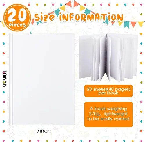 Miniatura 2 de Henoyso Libros de tapa dura en blanco para que los niños escriban historias, haz tu propio libro de manualidades sin forro, cuaderno