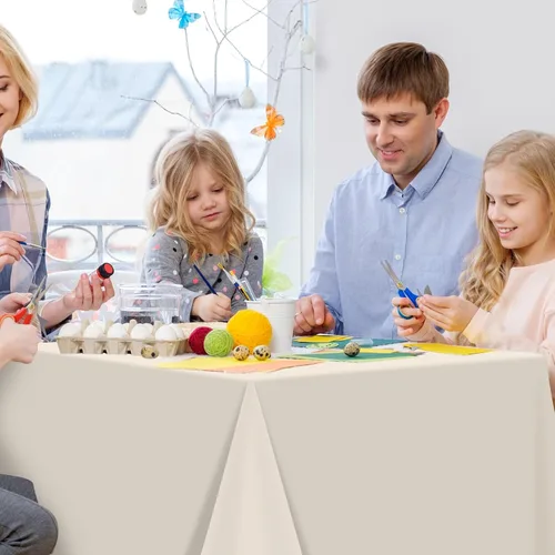 Miniatura 6 de 3 manteles color beige para mesas rectangulares, mantel desechable de plástico marfil, mantel impermeable color crema para cumpleaños, bodas