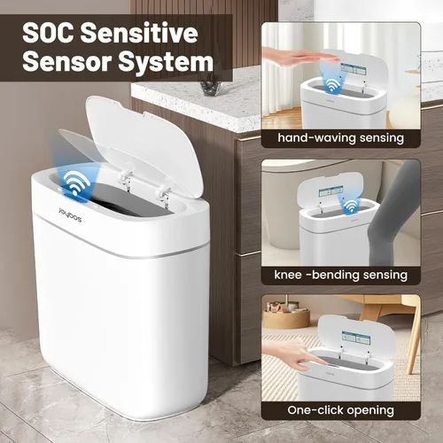 Miniatura 3 de MOPALL Cubo de Basura Automático con Sensor de Movimiento para Baño con Tapa, Cubo de Basura sin Contacto de 3.5 Galones, Cubo de Basura Inteligente