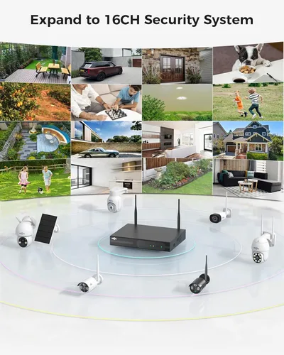 Miniatura 4 de Hiseeu Sistema de cámara de seguridad inalámbrica, 16CH NVR 5MP cámaras WiFi para exteriores, kit de 8 cámaras, sistema de seguridad para el hogar