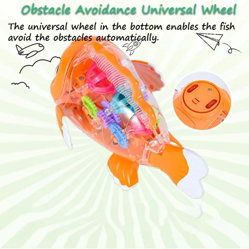 Miniatura 4 de Miracland Juguete mecánico transparente, juguete electrónico de peces de colores, juguete electrónico de peces de natación terrestre, juguete de pez