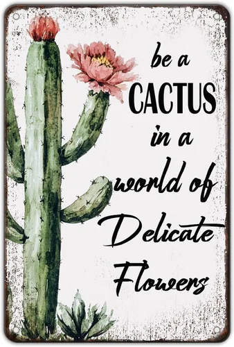 Miniatura 19 de Cartel de metal con diseño de cactus No Pricks Allowed de 8 x 12 pulgadas para decoración de pared