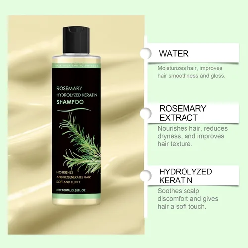 Miniatura 4 de Champú de romero para el crecimiento del cabello, para mujeres y hombres, champú natural para espesar y fortalecer con queratina hidrolizada