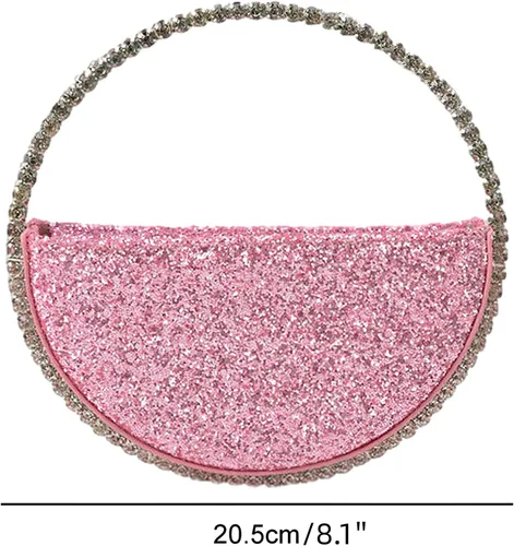Miniatura 2 de Mini corazón forma redonda Rhinestone embrague bolso bolso marco diamante brillo lentejuelas brillantes bolso de noche boda fiesta