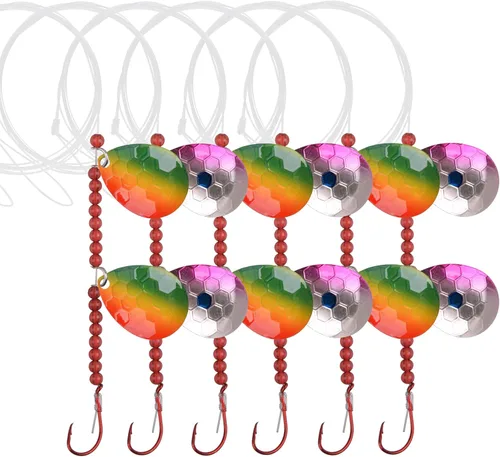Walleye Spinner Rig Kit, 5/10 unidades de arnés sobre orugas Walleye Walleye pesca señuelo aparejos de cebo vivo equipos de cebo en vivo Colorado