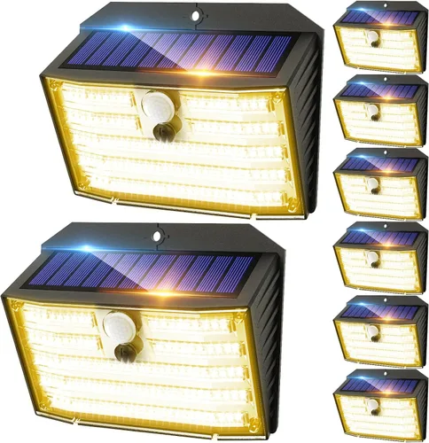 Miniatura 15 de CLAONER Luces solares para exteriores [126 LED], luces inalámbricas con sensor de movimiento, luces de seguridad impermeables IP65, 3 modos, ángulo