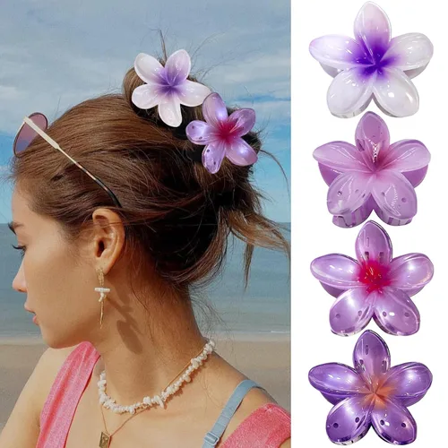 Miniatura 14 de GQLV Pinzas de garra para el cabello con flores - 4 piezas para cabello grueso, fuerte agarre antideslizante, hawaianas, pinzas grandes y bonitas