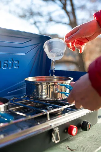 Miniatura 5 de Stansport Juego de utensilios de cocina de acero inoxidable para acampar, kit de anidación duradero para mochileros, senderismo y cocina al aire