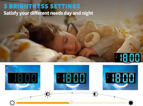 Miniatura 4 de Reloj Despertador Digital para Dormitorio, Relojes Electrónicos LED con Superficie de Espejo, Brillo Ajustable, Modo Snooze, Control de Voz