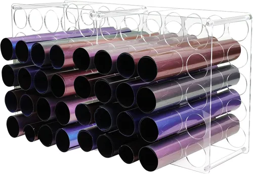 Miniatura 9 de Almacenamiento de rollos de vinilo de 20 agujeros para sala de manualidades, soporte de rollo de vinilo para hasta 20 rollos de vinilo