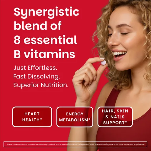 Miniatura 2 de EZ Melts Complejo B disoluble – Complejo de vitamina B – Proporciona metabolismo energético y apoyo a la salud del corazón – con B12 metilado