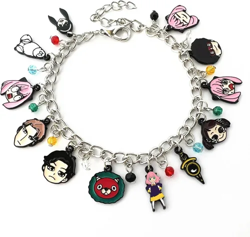 Miniatura 5 de Pulsera SPY FAMLY de dibujos animados de anime SP FAMILY Charm pulsera regalos para mujeres y niñas, Metal, Sin gemas.