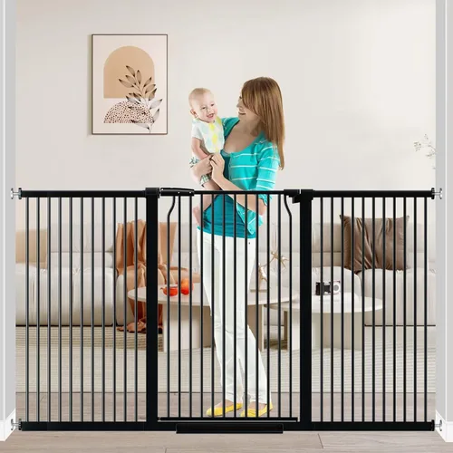 Miniatura 15 de Fairy Baby Puerta extra alta para bebés de 40.5 pulgadas, sin taladro, puerta extra ancha de 29.6 a 40.5 pulgadas para mascotas, puerta de seguridad