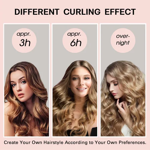 Miniatura 6 de 3 juegos/6 rizadores de cabello sin calor, sin calor, para rizos sin calor con gorras para el cabello, diadema suave sin calor para cabello largo